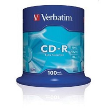 Диск CD-R Verbatim 700Mb 52x DataLife Cake Box (100шт) <43411>