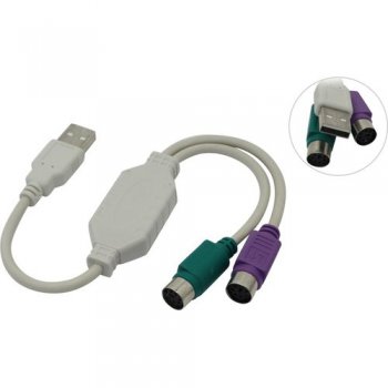 Переходник KS-is Apst <KS-011> USB -> 2x PS/2 (для подключения PS/2 клавиатуры и мыши к USB порту)