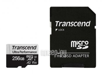 Карта памяти Transcend <TS256GUSD340S> microSDXC 256Gb UHS-I U3 V30 A2 + microSD-->SD Adapter