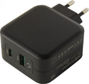 Зарядка USB-устройств TopON TOP-GaN-65WB <103205> USB (Вх.AC100-240V, Вых. DC5V, 65W, USB, USB-C)